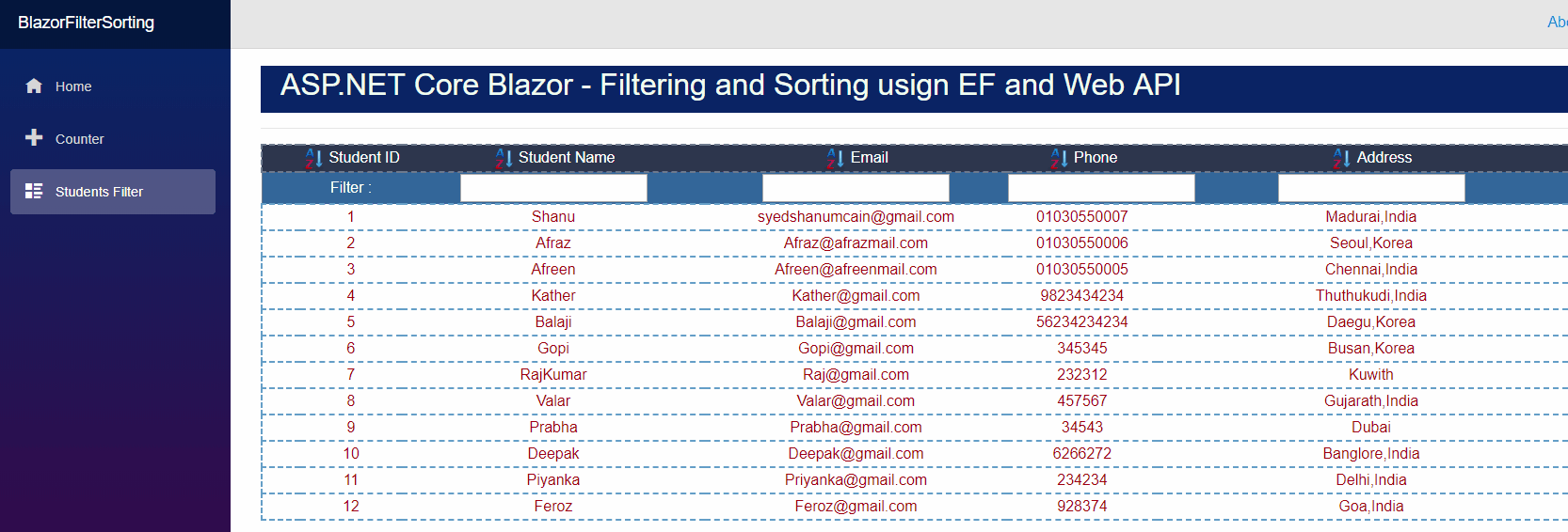 Asp Net Core Blazor Filtering And Sorting Using Entity Framework And Hot Sex Picture