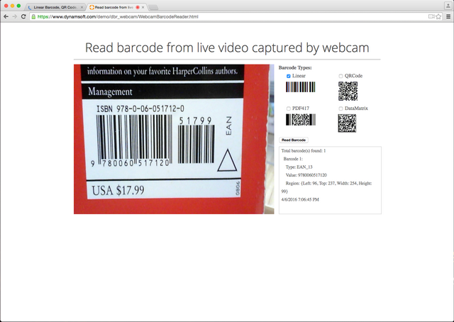 Webcam Barcode Scanner with HTML5 and Web Browser - CodeProject