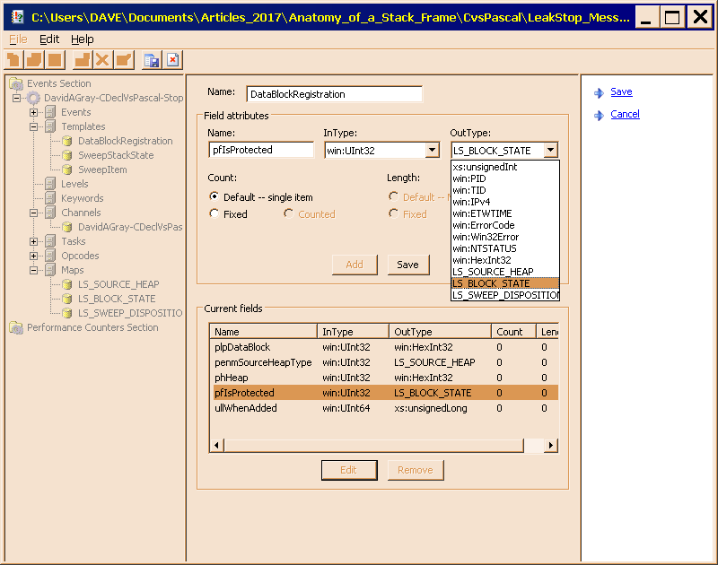 Figure 7 is the pfIsProtected parameter, displayed in edit mode, with the list box visible, and the correct map selected.