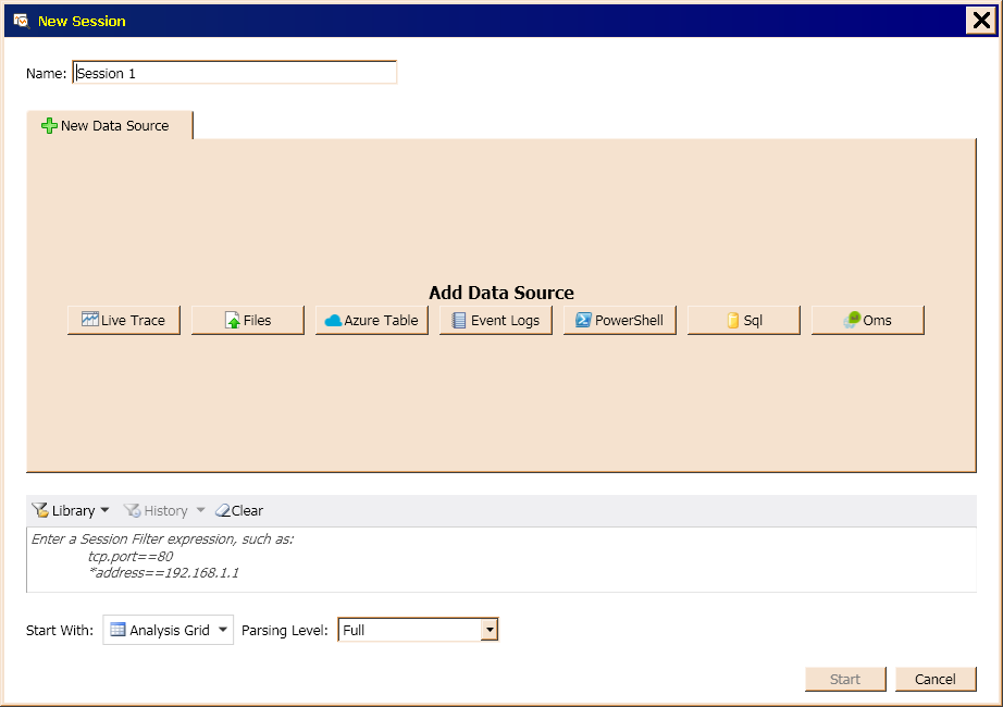 Figure 13 shows the window that appears when you select New Session from the initial screen shown in Figure 12.