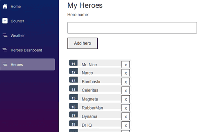Thumbnail for Tour of Heroes: Blazor WebAssembly Standalone App