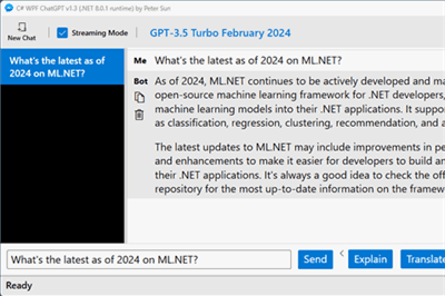 Thumbnail for ChatGPT API in C# WPF / XAML / MVVM