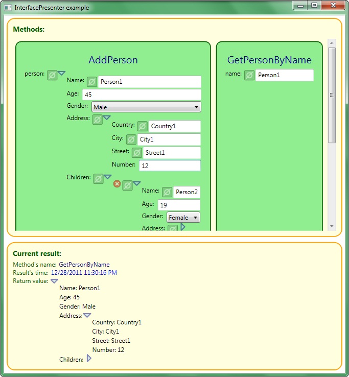 InterfacePresenter example - client