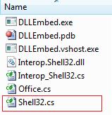 The CS file that can be included in your project, in this example: Shell32.cs